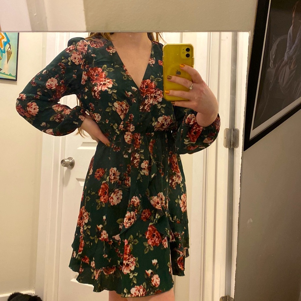Green floral dress